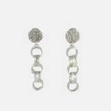 Silver Hammered 5 link Hoops with Square Posts - Big Bag NY