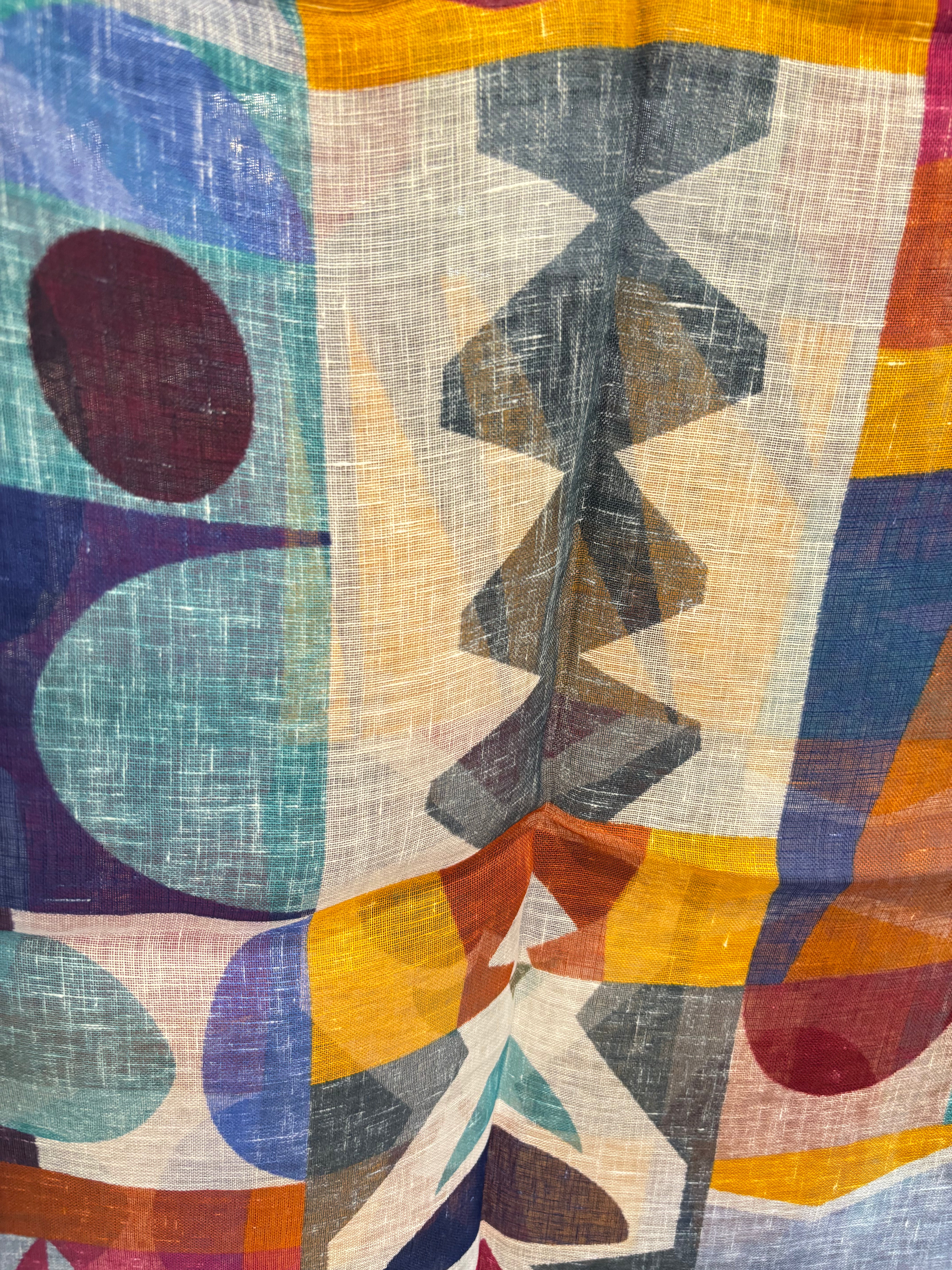 Barbieri Abstract Linen Scarf Navy - Big Bag NY
