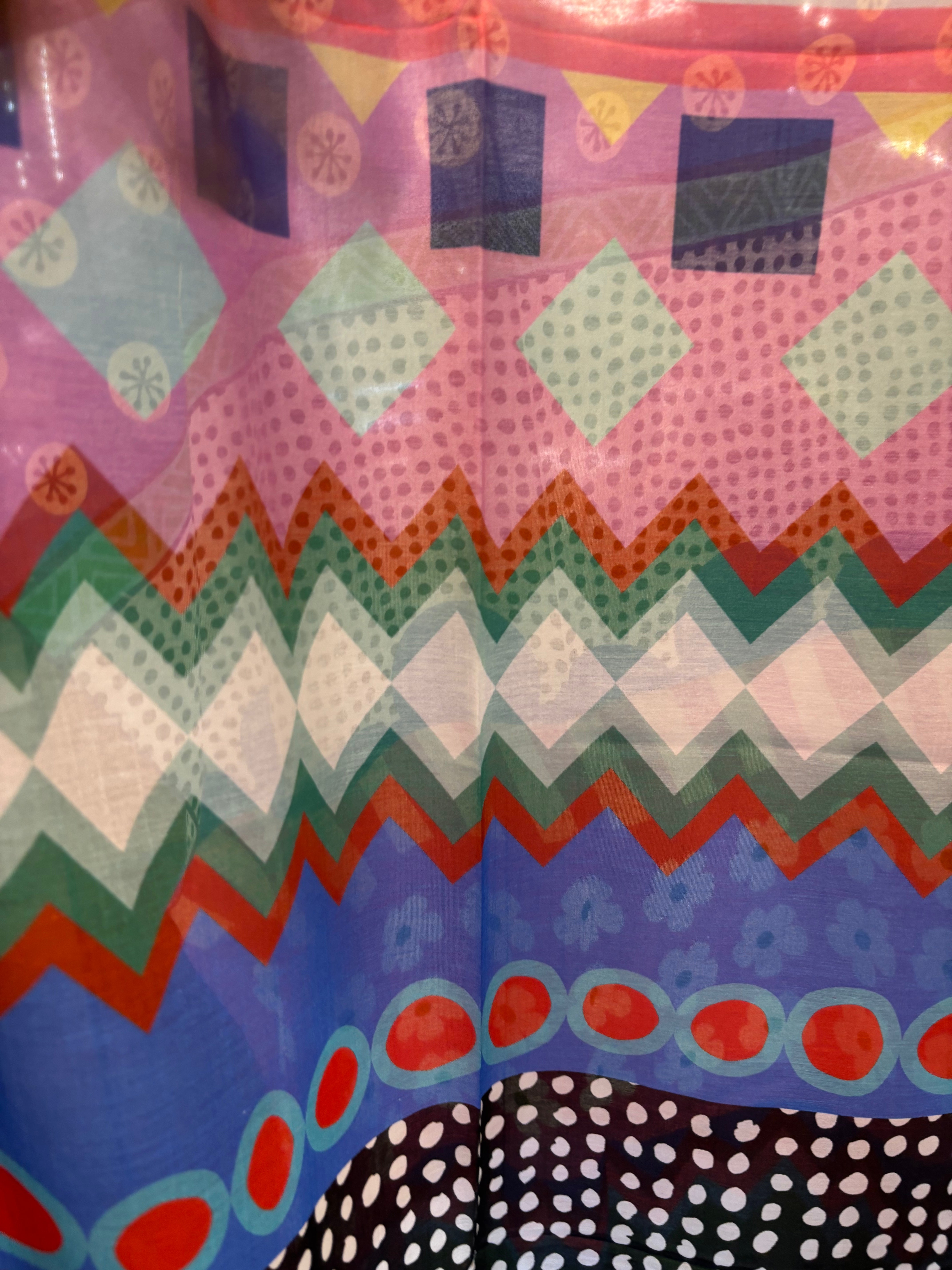Barbieri Chevron Dot Silk Scarf Blue - Big Bag NY