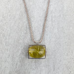 Ashka Dymel Rectangle Pendant with Green/Yellow Quartz - Big Bag NY