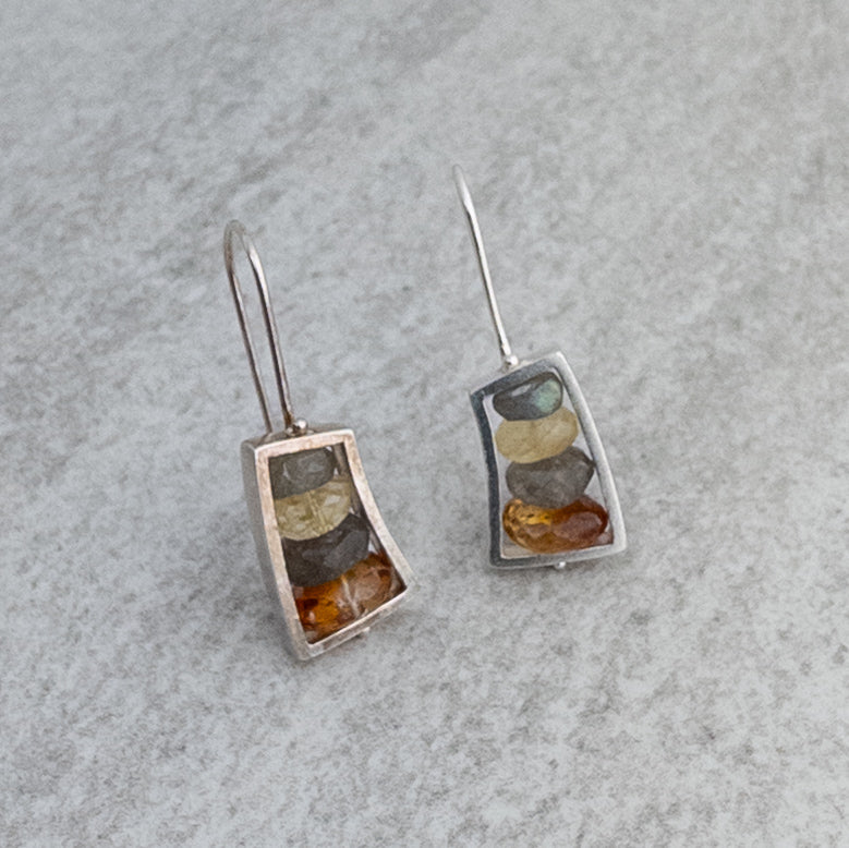 Ashka Dymel Short Wedge Earrings in Citrine/Labradorite - Big Bag NY