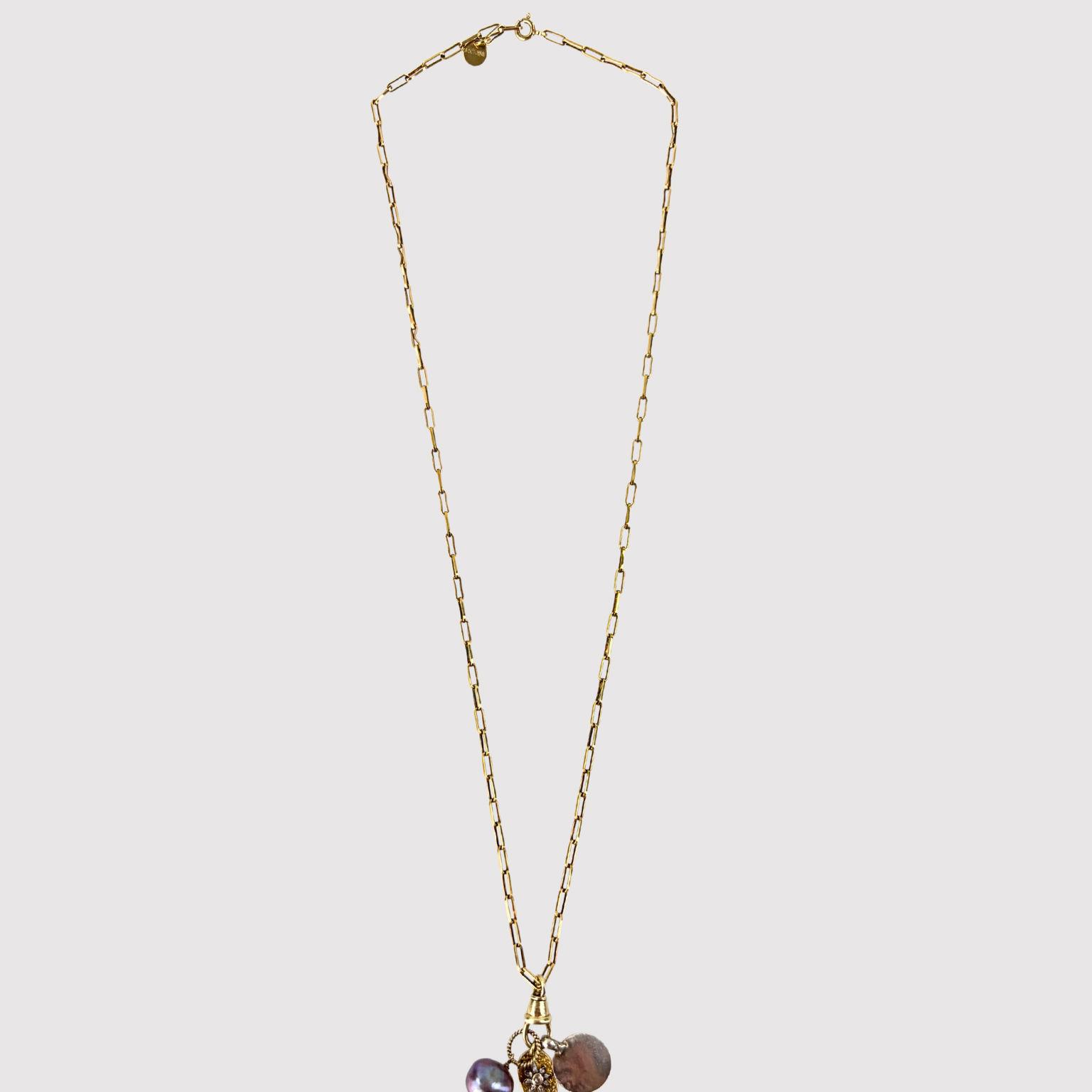 5 Octobre Grey Pearl Mixed Charms Necklace - Big Bag NY