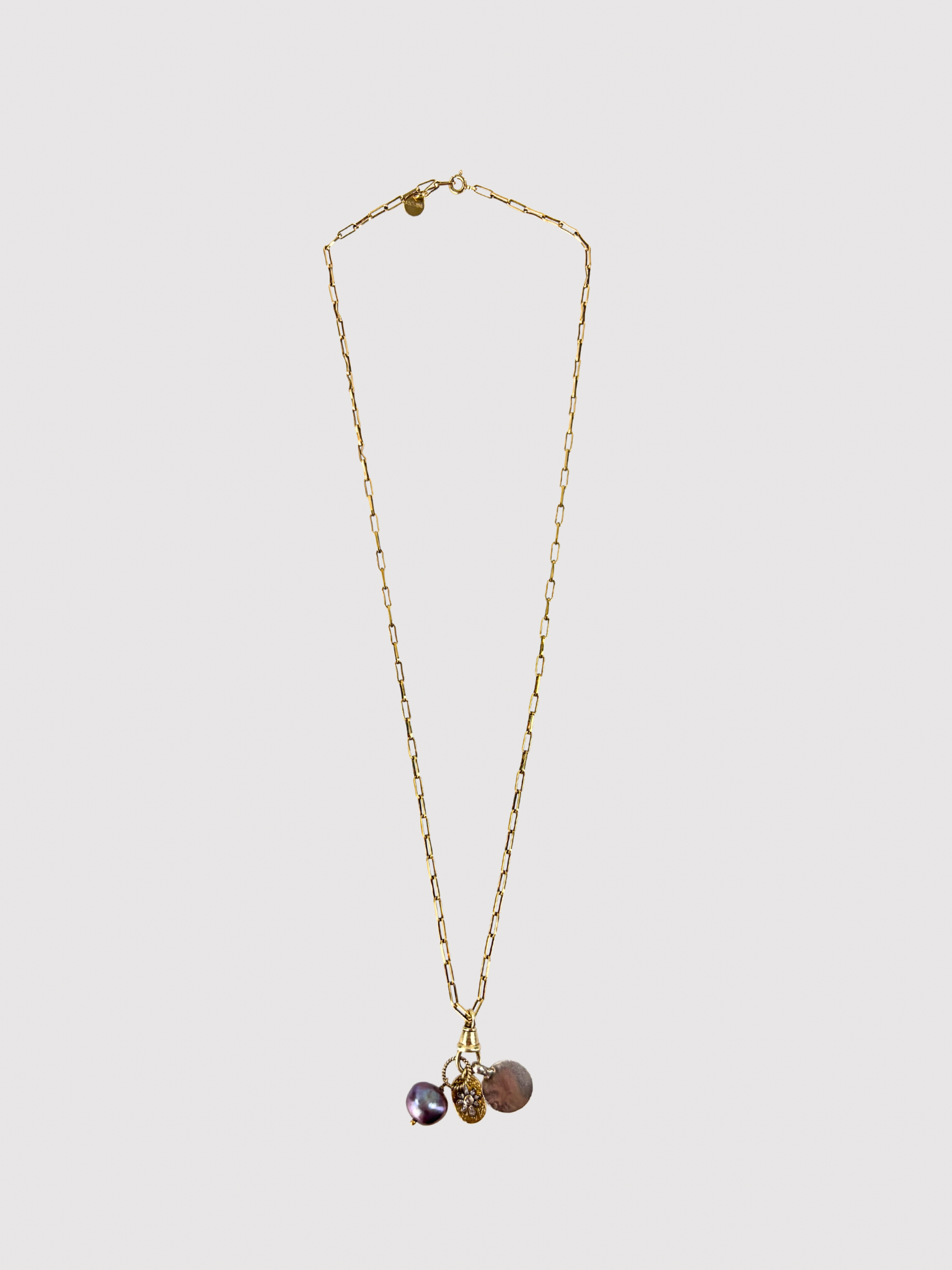 5 Octobre Grey Pearl Mixed Charms Necklace - Big Bag NY