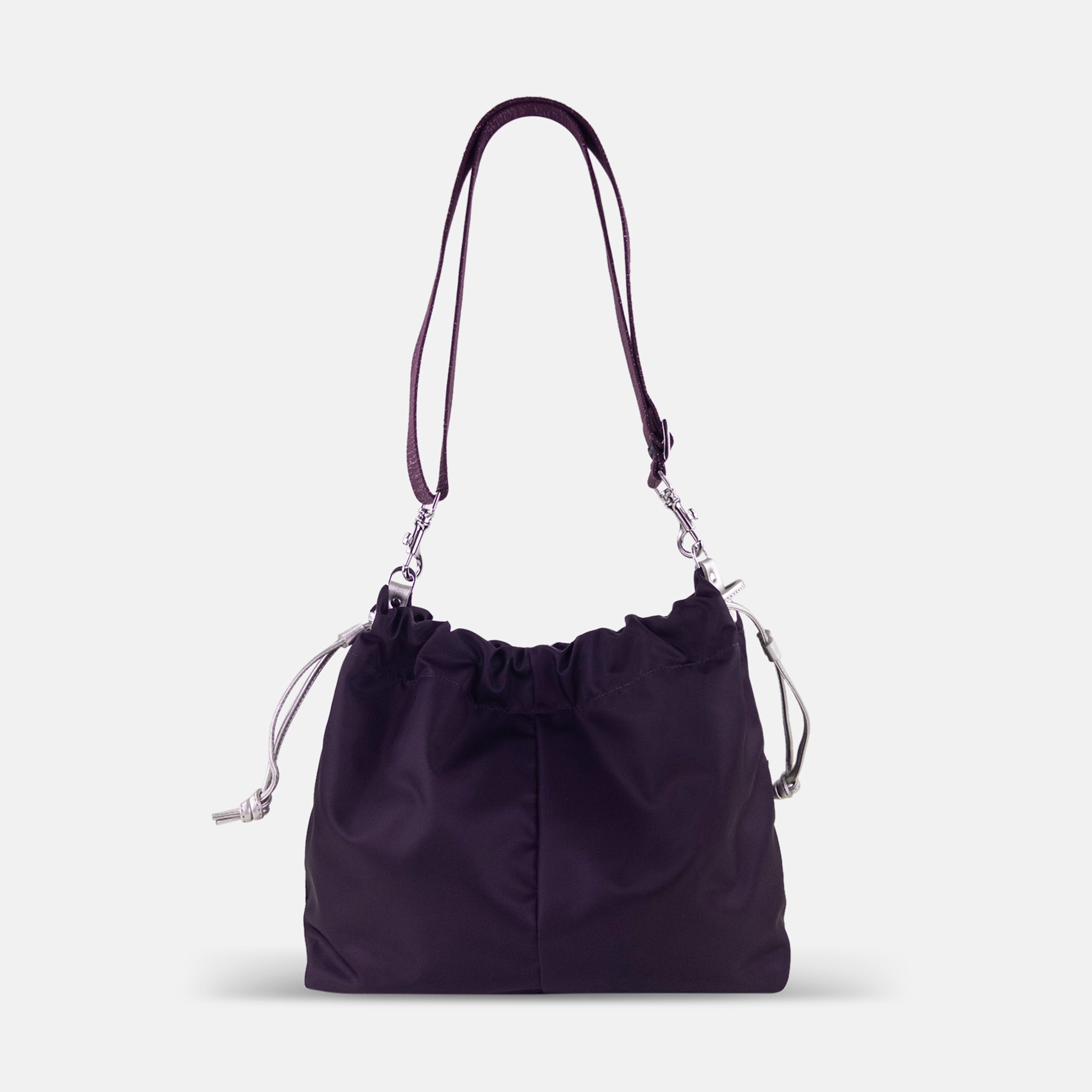 Brontibay Ursula Satin Nylon Crossbody in Purple - Big Bag NY