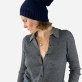 Navy Riviera Cashmere Floppy Beanie - Big Bag NY