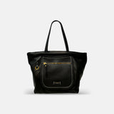 Gianni Chiarini Wide Afra Bag in Leather Black - Big Bag NY