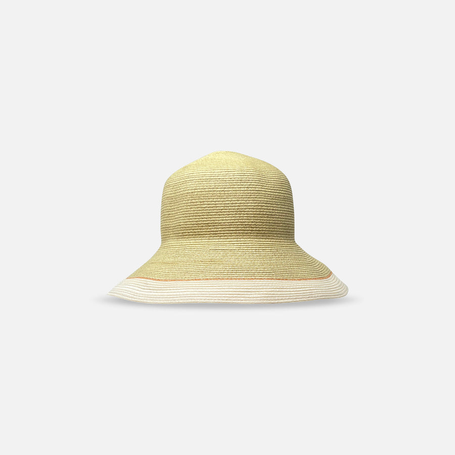 Ferruccio Vecchi Penelope Wide Brim Paper Hat with Contrast Trim Beige - Big Bag NY
