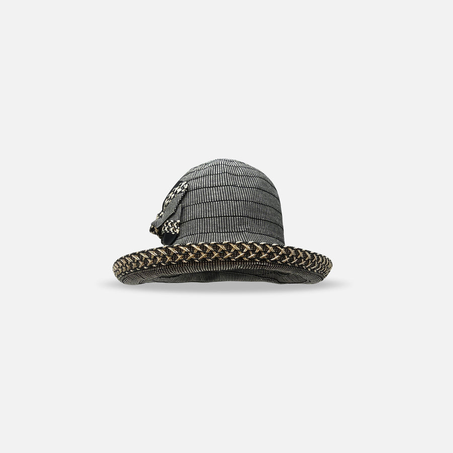 Ferruccio Vecchi Black and White Contrast Cotton Medium Brim Sun Hat - Big Bag NY