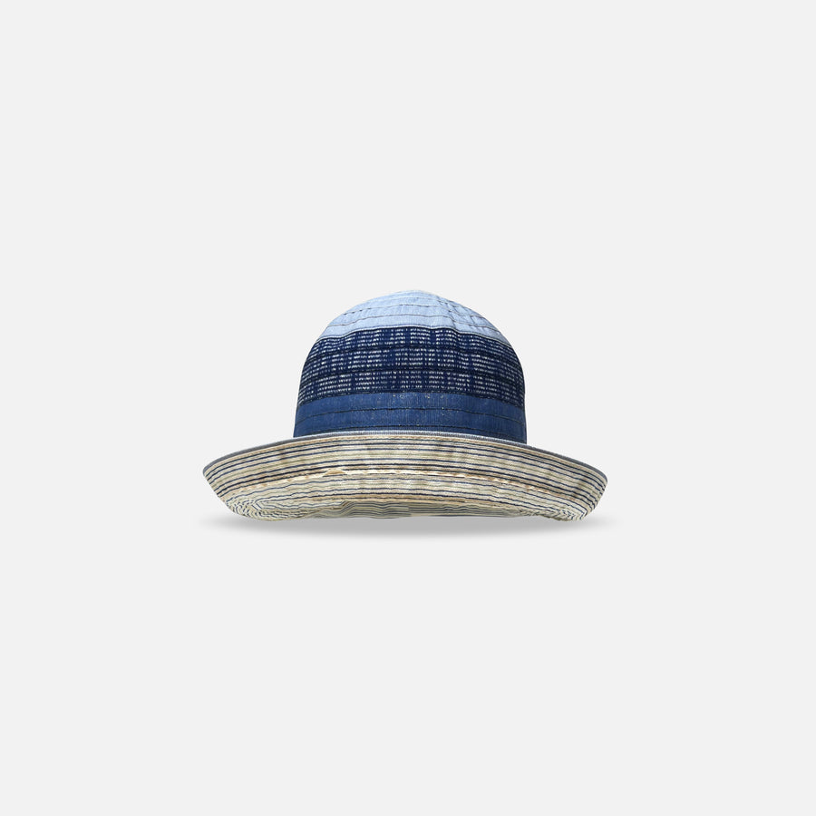 Ferruccio Vecchi Cotton Blend Hat with Striped Brim Blue - Big Bag NY