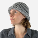 Grey Ferruccio Vecchi Metallic Beanie with Rolled Trim - Big Bag NY