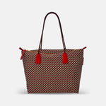 Robertina Large Tote Bag Plus in Tatami Print Rubino - Big Bag NY