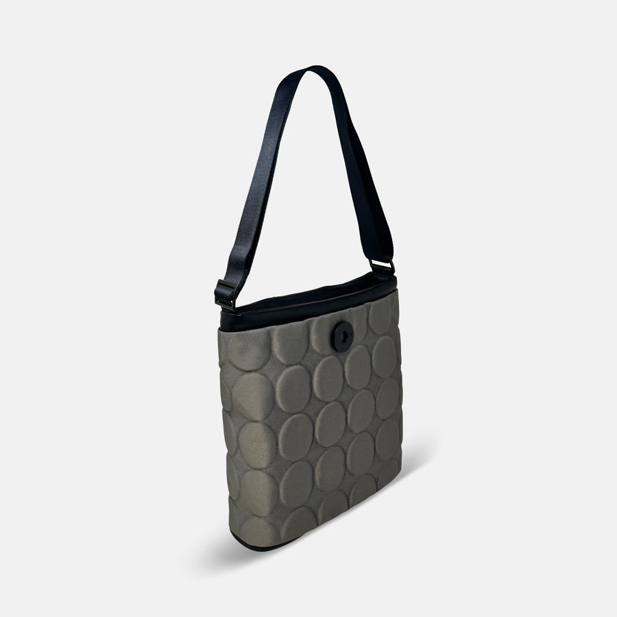 Acrylic Pocket Shoulder Bag in Circles Grey - Big Bag NY