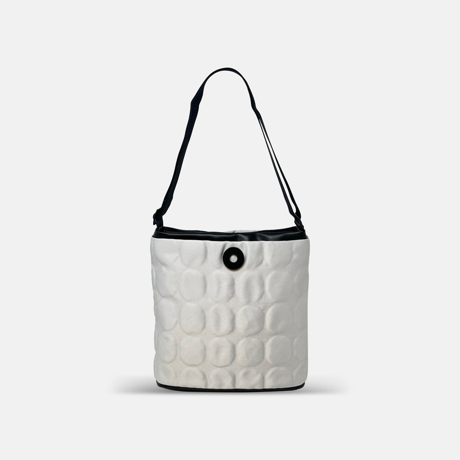 Acrylic Pocket Shoulder Bag in Circles Silver - Big Bag NY