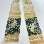 Gold and Green Floral Silk Cotton Scarf - Big Bag NY
