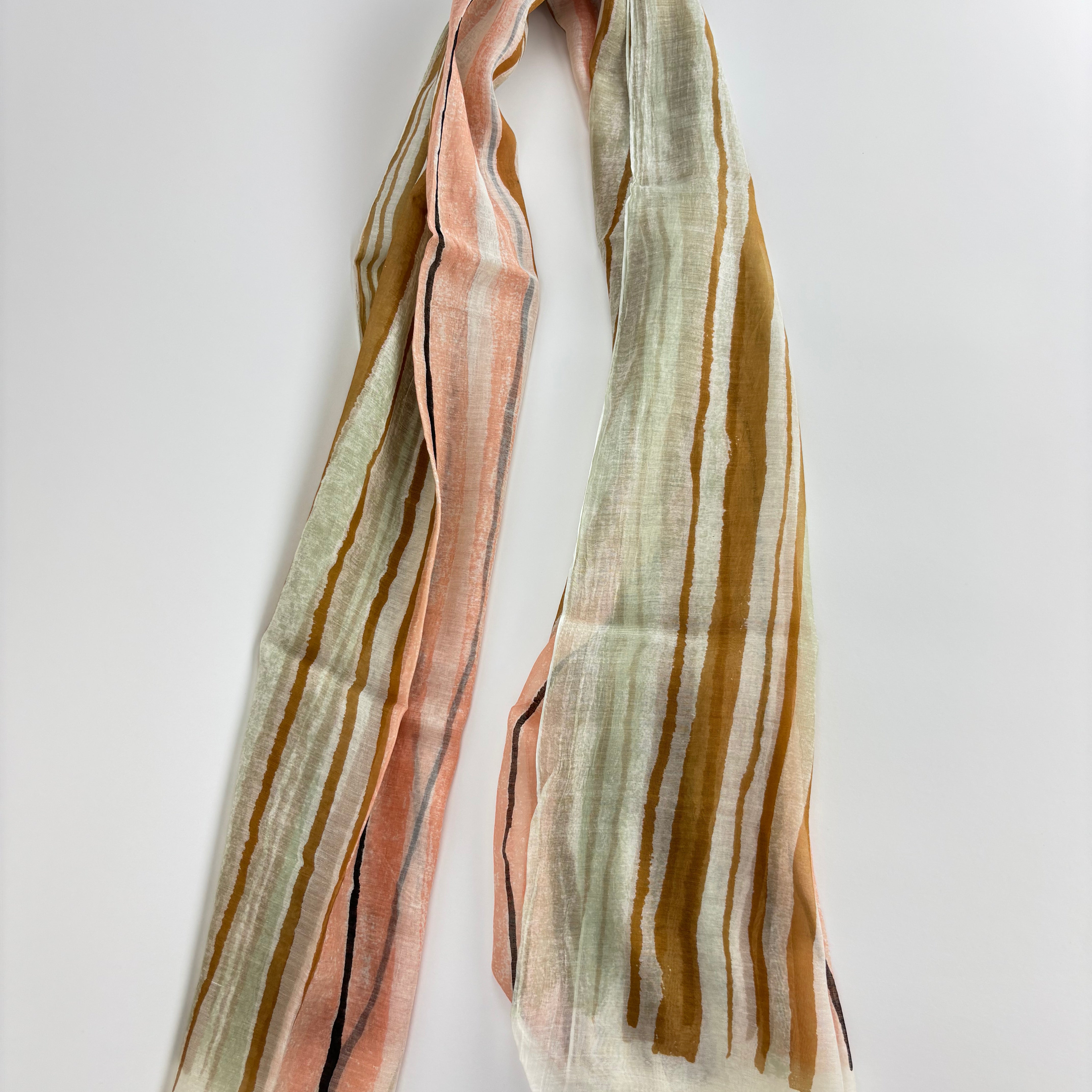 Striped Silk Blend Scarf - Big Bag NY