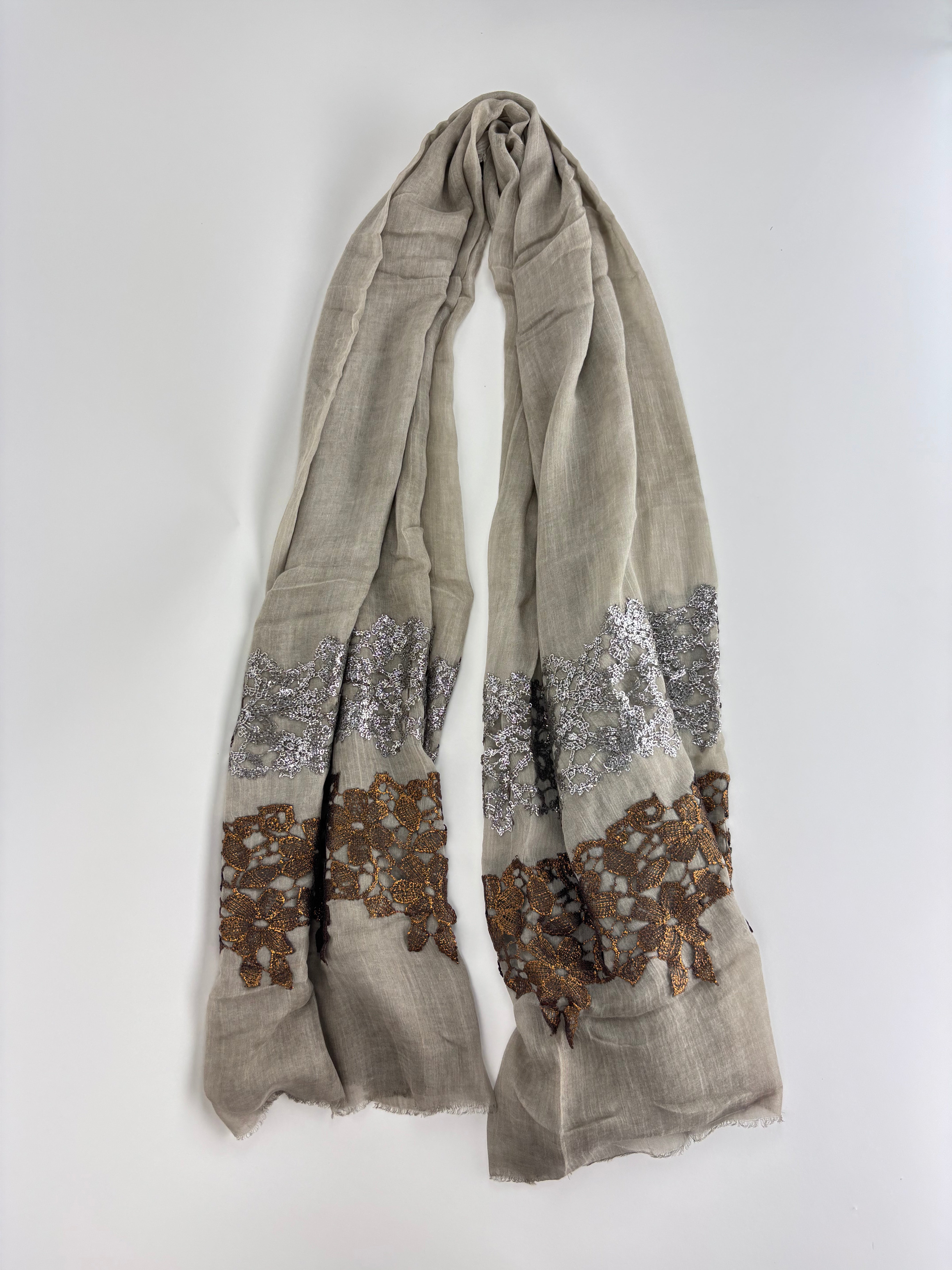 Bronze and Gunmetal Modal Lace Scarf - Big Bag NY