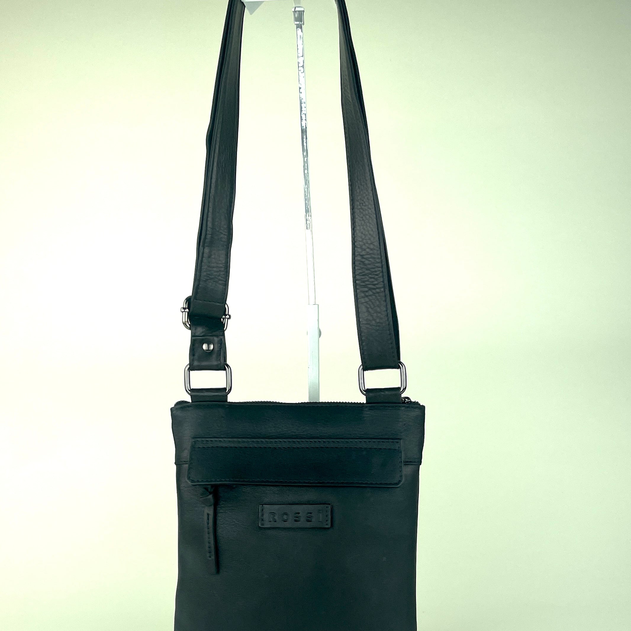 Small flat multi pocket unisex crossbody bag