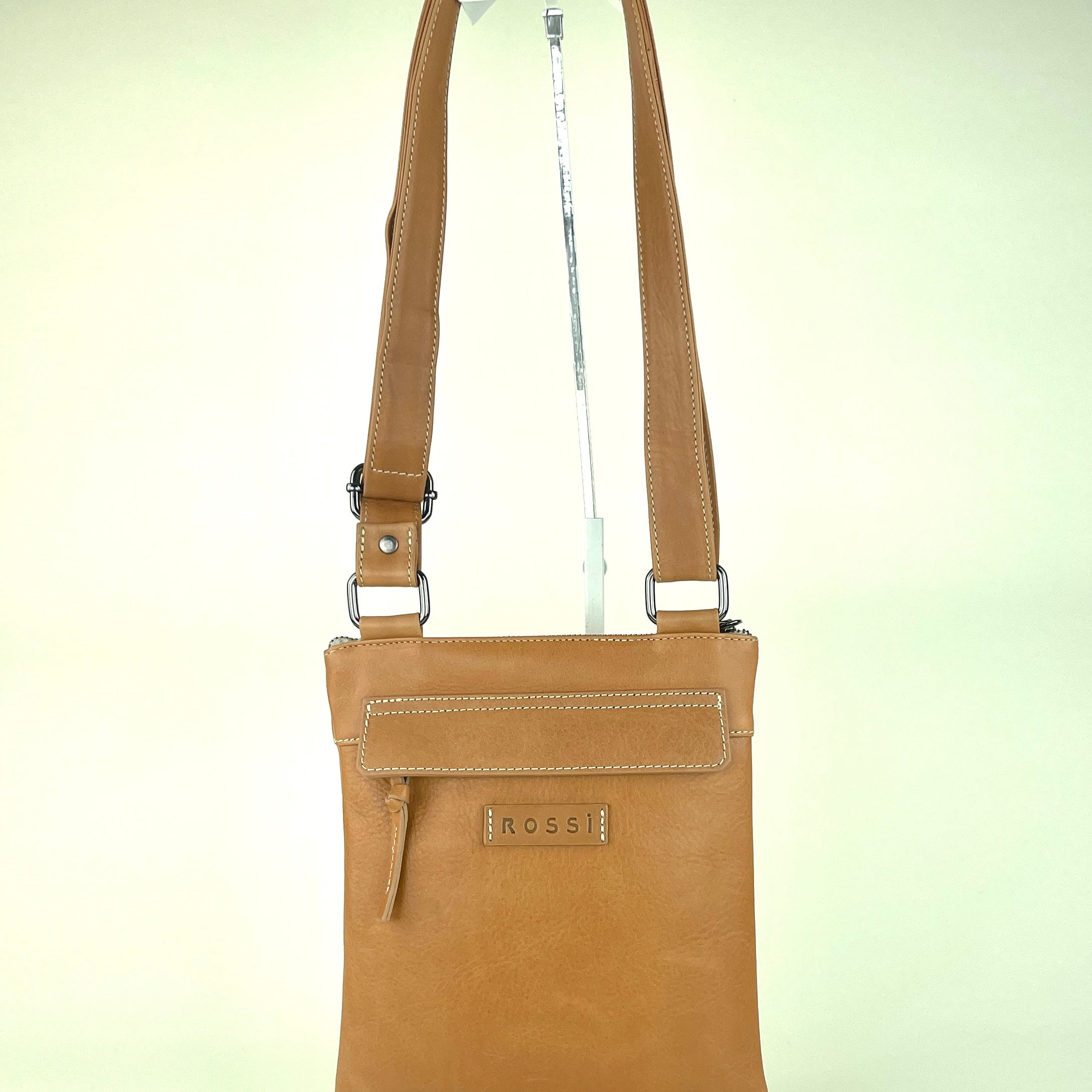 Small flat multi pocket unisex crossbody bag