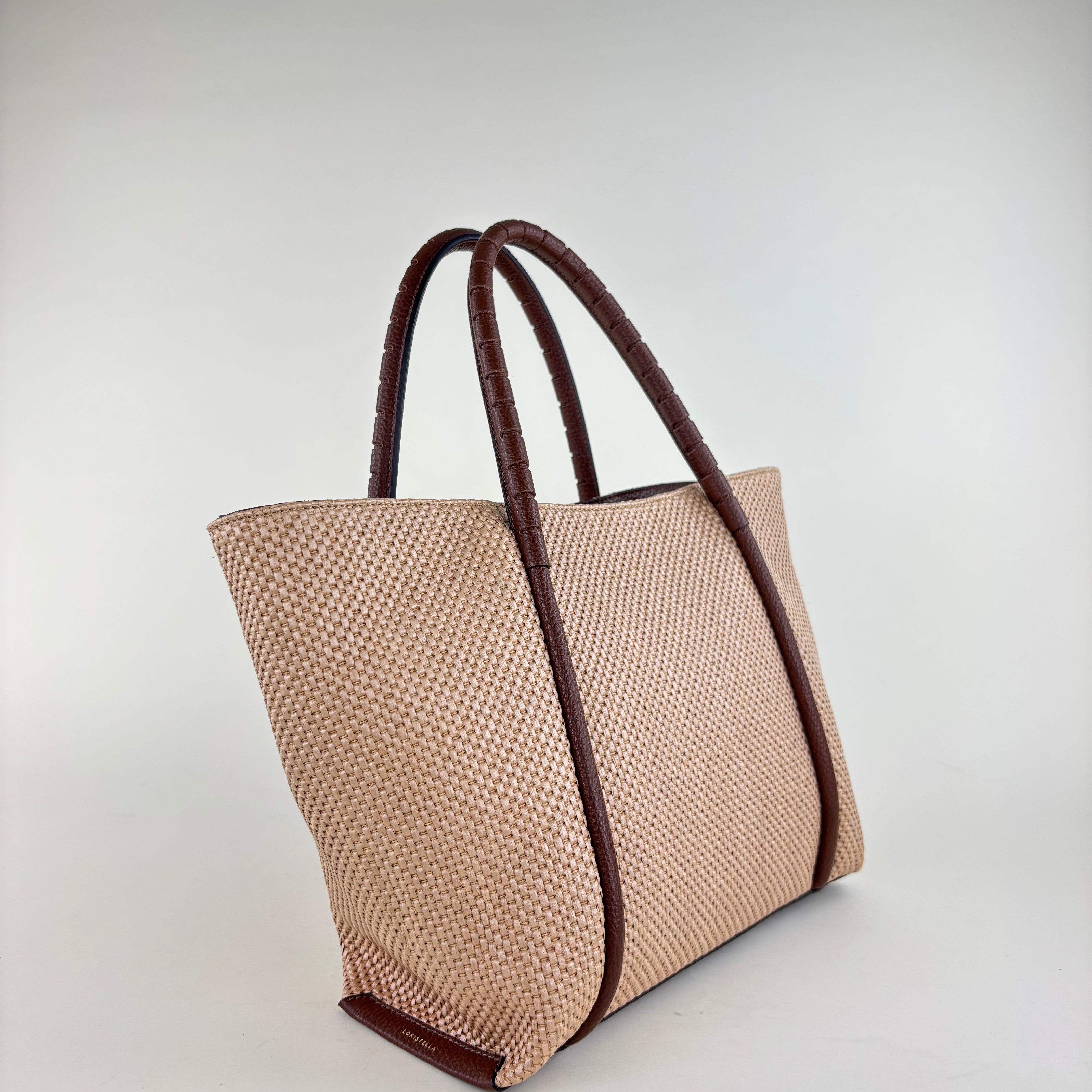 LORISTELLA Isa Large Raffia Tote Nocciola Tan - Big Bag NY