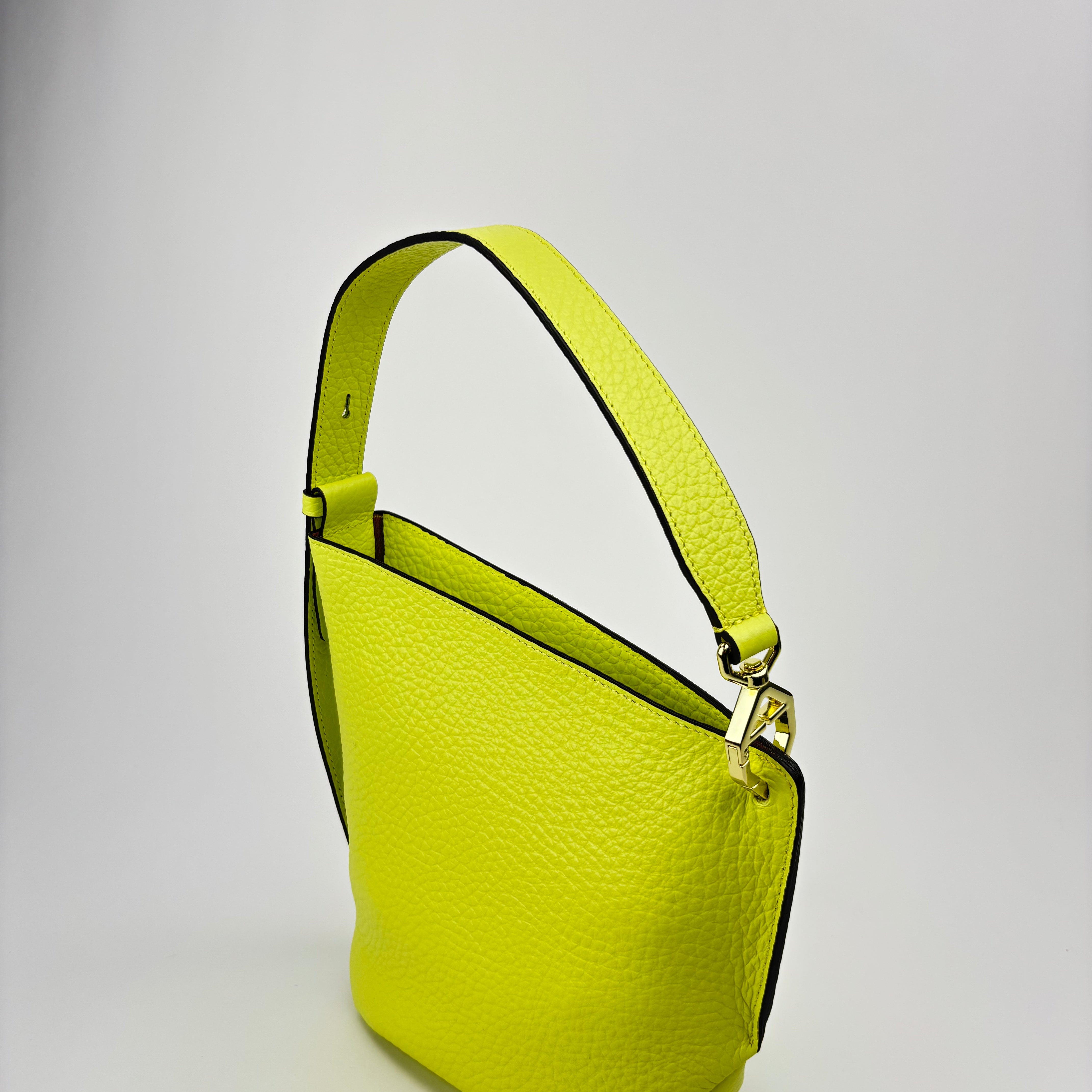 LORISTELLA Olivia Asymmetric Leather Handbag Lime - Big Bag NY