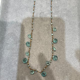 Pyrite Silk Cord Necklace with Aqua Drops
