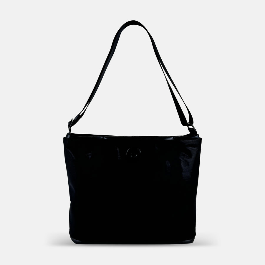 Acrylic Pocket Shoulder Bag Deep in Black Swim Mesh - Big Bag NY