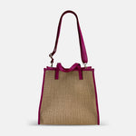 Laura DiMaggio Natural Shopper with Leather Trim in Pink - Big Bag NY