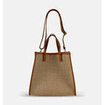 Laura DiMaggio Natural Shopper with Leather Trim in Tan - Big Bag NY