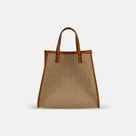 Laura DiMaggio Natural Shopper with Leather Trim in Tan - Big Bag NY