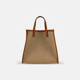 Laura DiMaggio Natural Shopper with Leather Trim in Tan - Big Bag NY