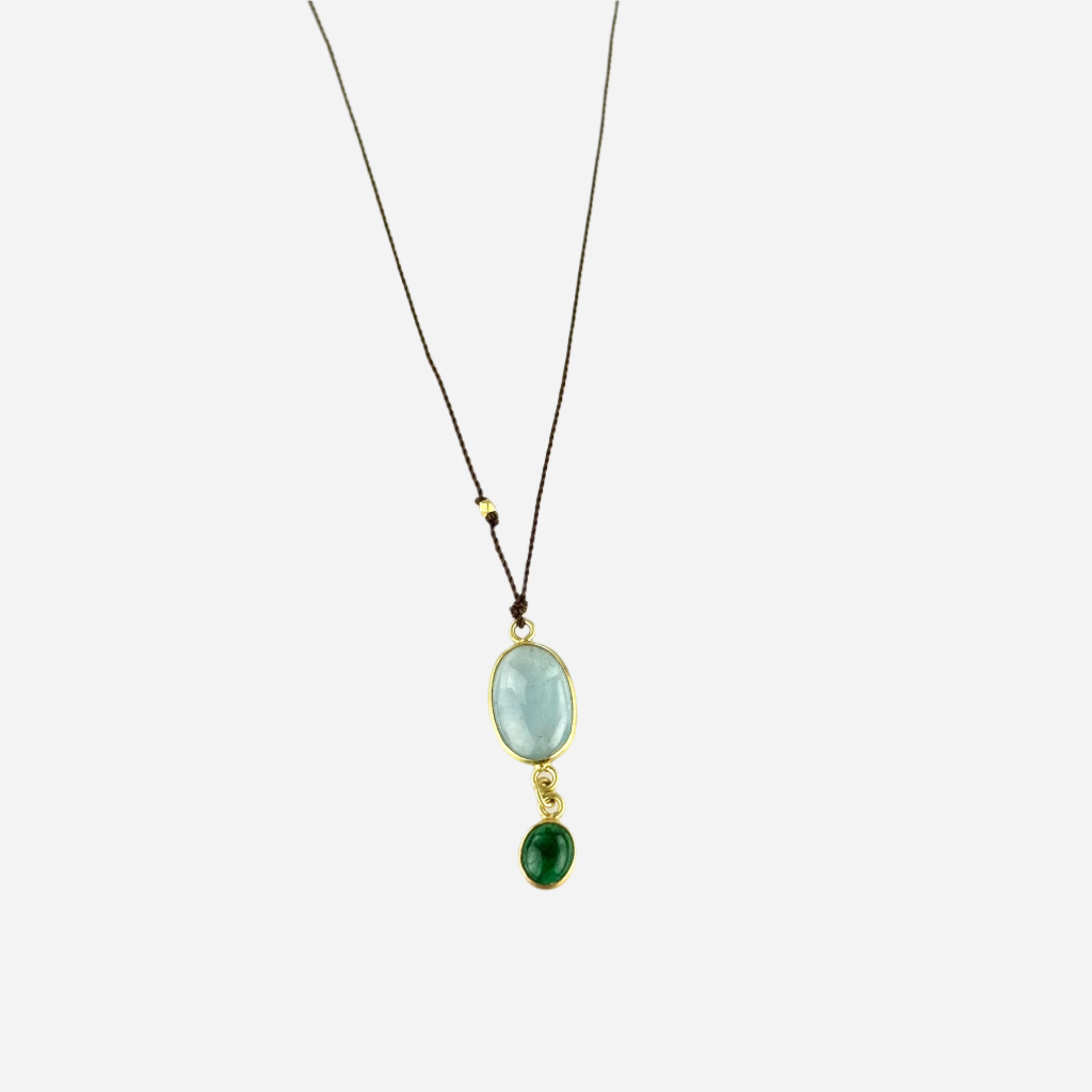 Margaret Solow Aquamarine and Emerald Necklace - Big Bag NY