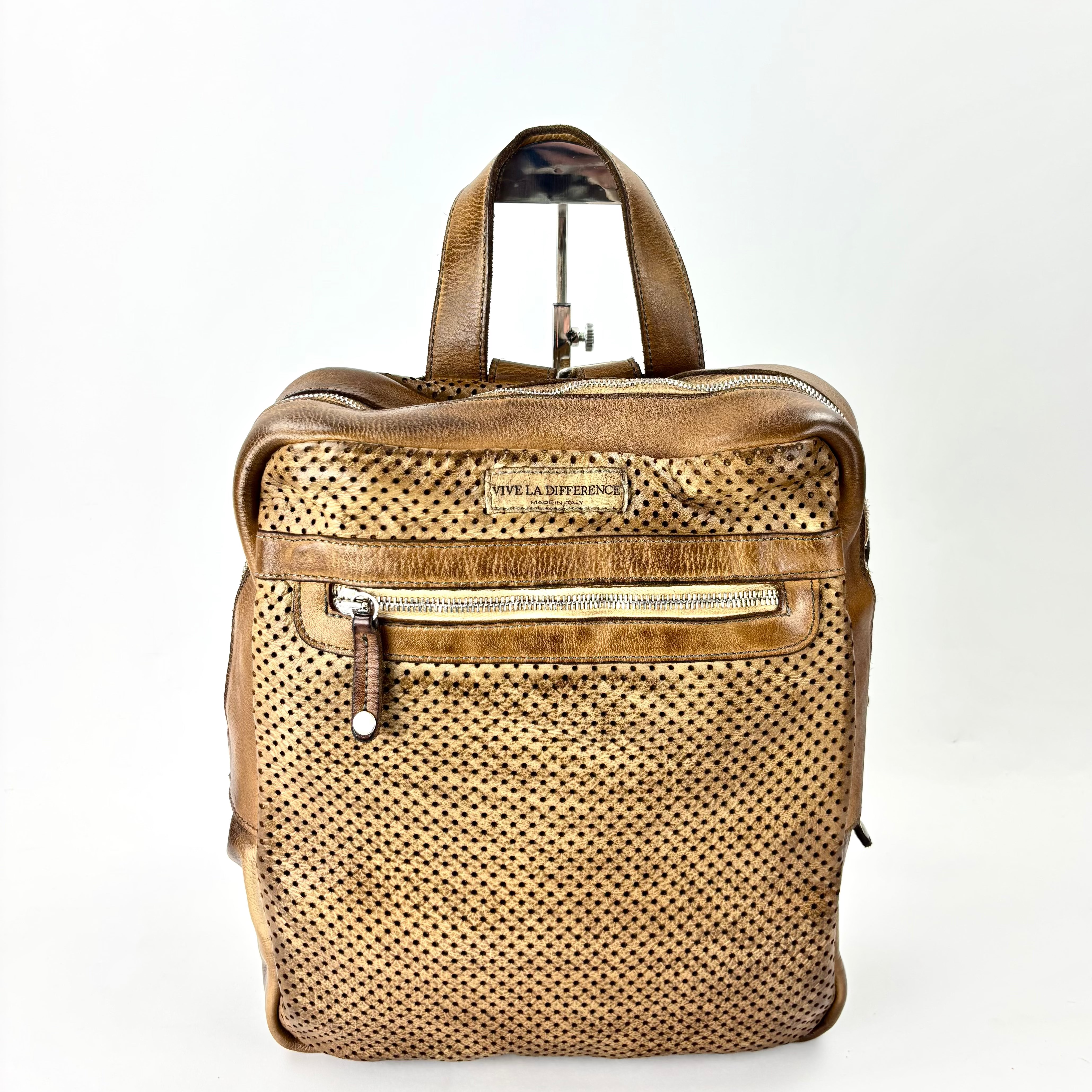 Vive La Difference FREELANCE DOTS Leather Backpack Bamboo - Big Bag NY