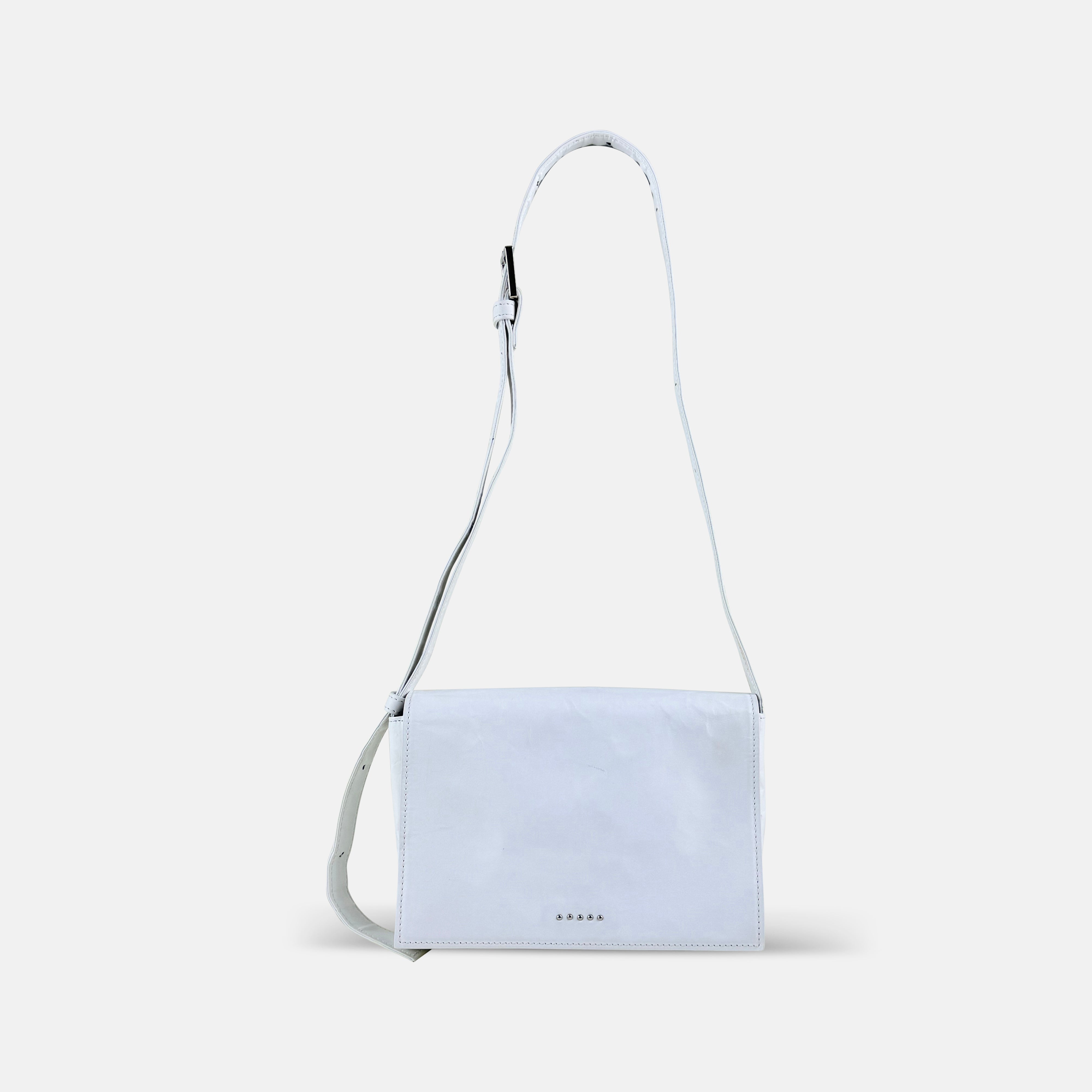 Duren Crinkle Shoulder Bag in White - Big Bag NY