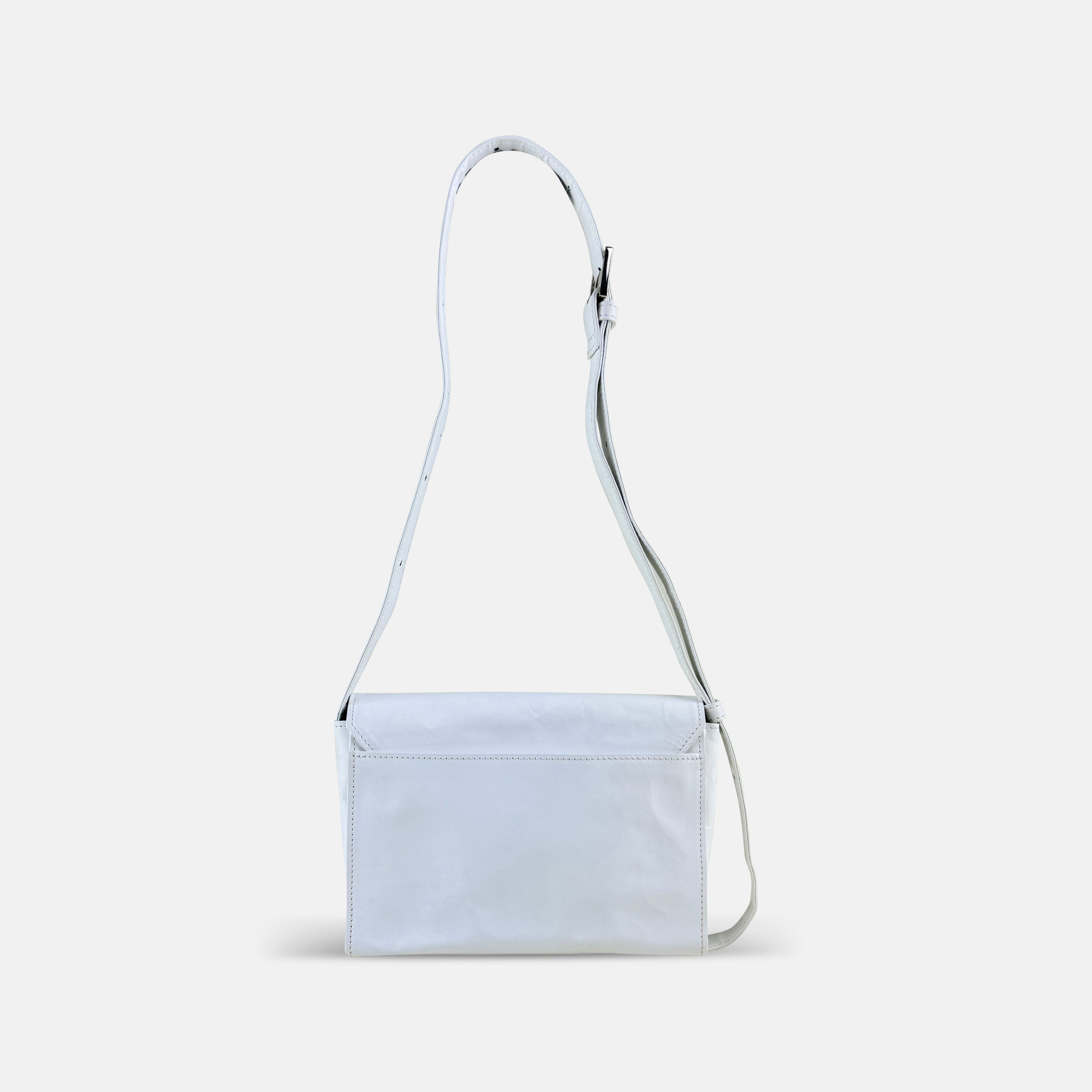 Duren Crinkle Shoulder Bag in White - Big Bag NY