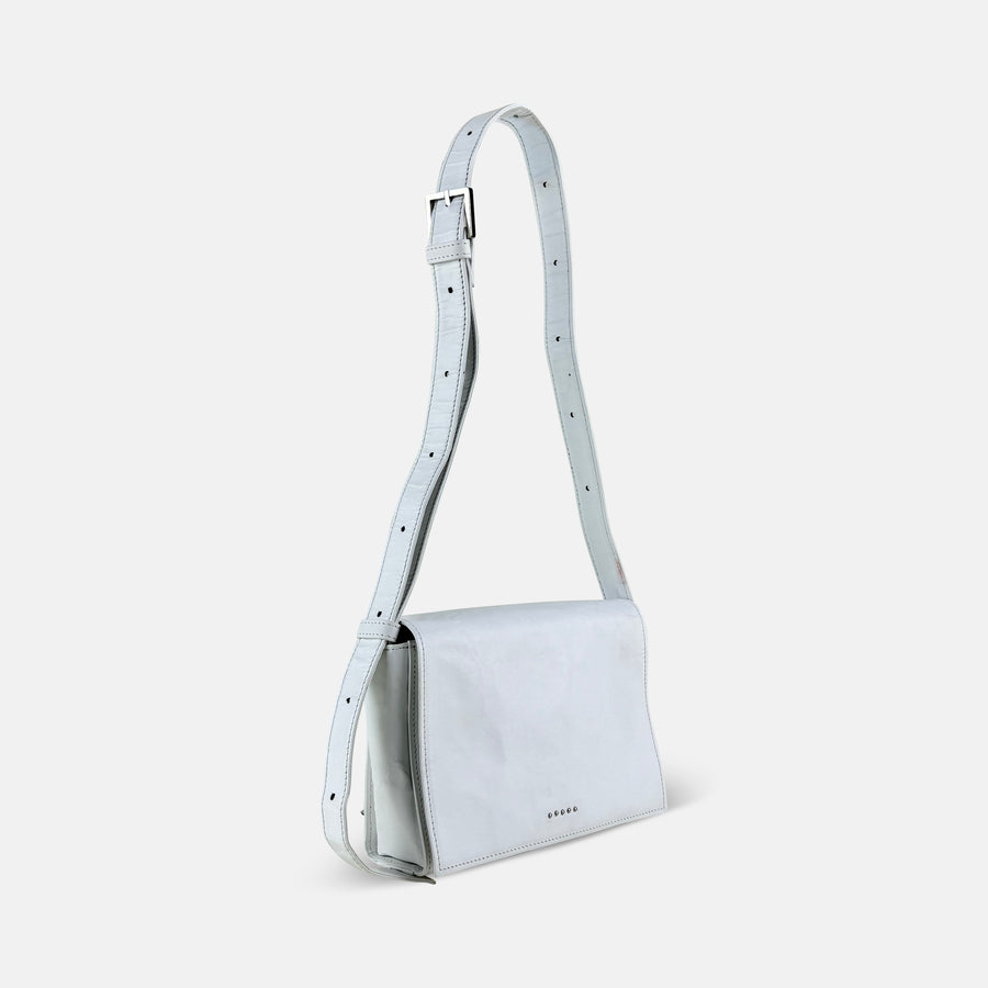 Duren Crinkle Shoulder Bag in White - Big Bag NY