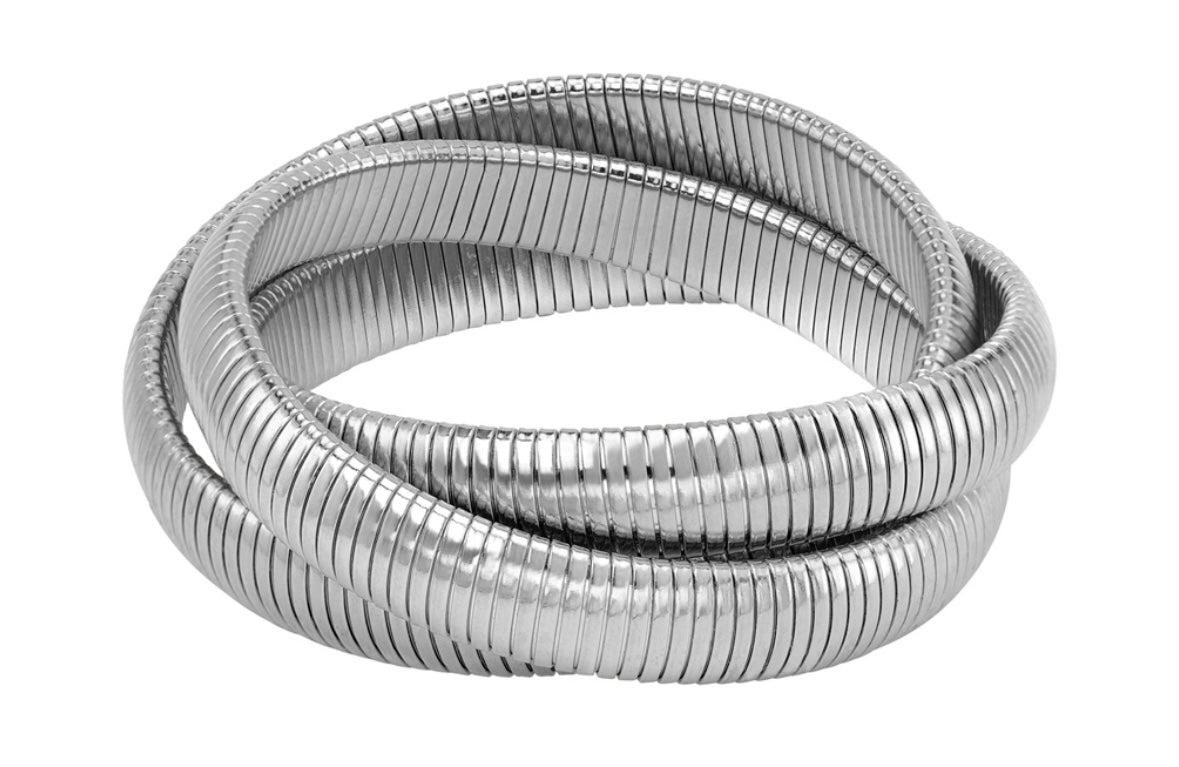 Janis Savitt Rhodium Triple Cobra Bracelet - Big Bag NY