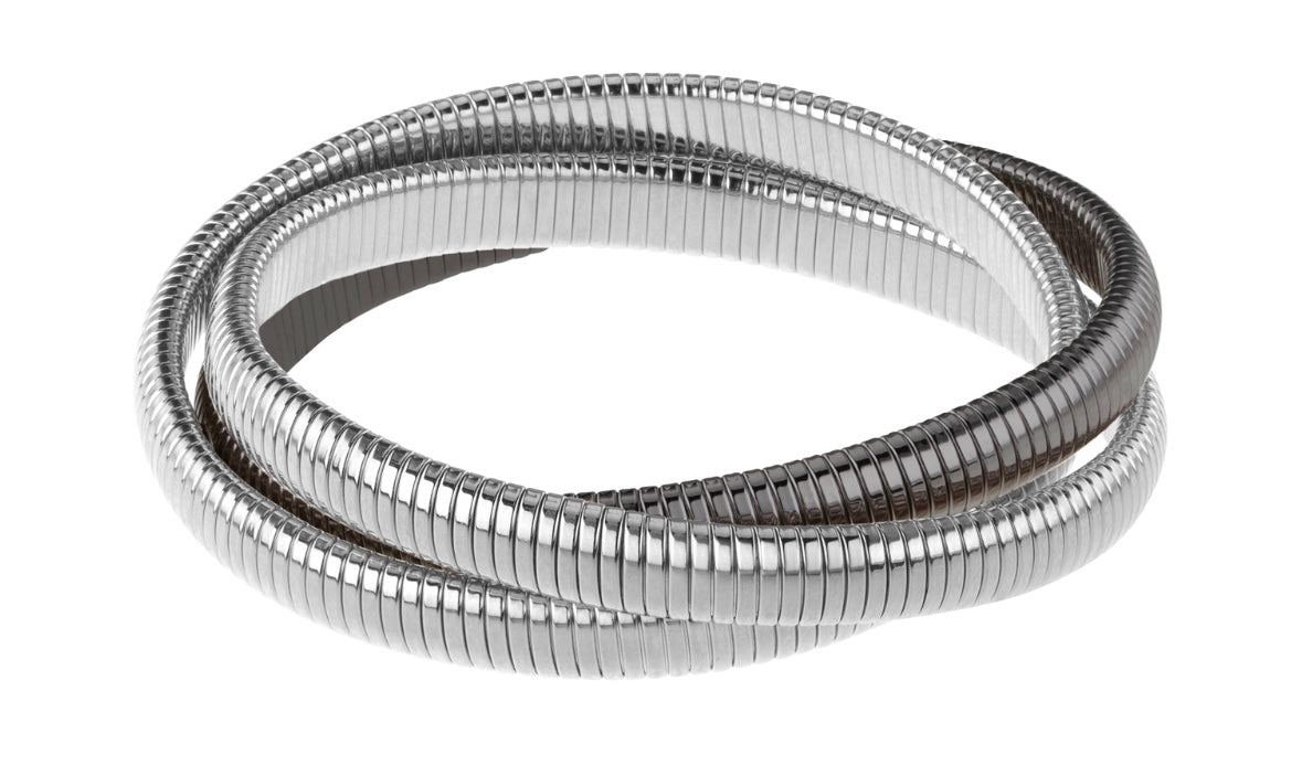 Janis Savitt Thin Gunmetal and  Rhodium Triple Cobra Bracelet - Big Bag NY