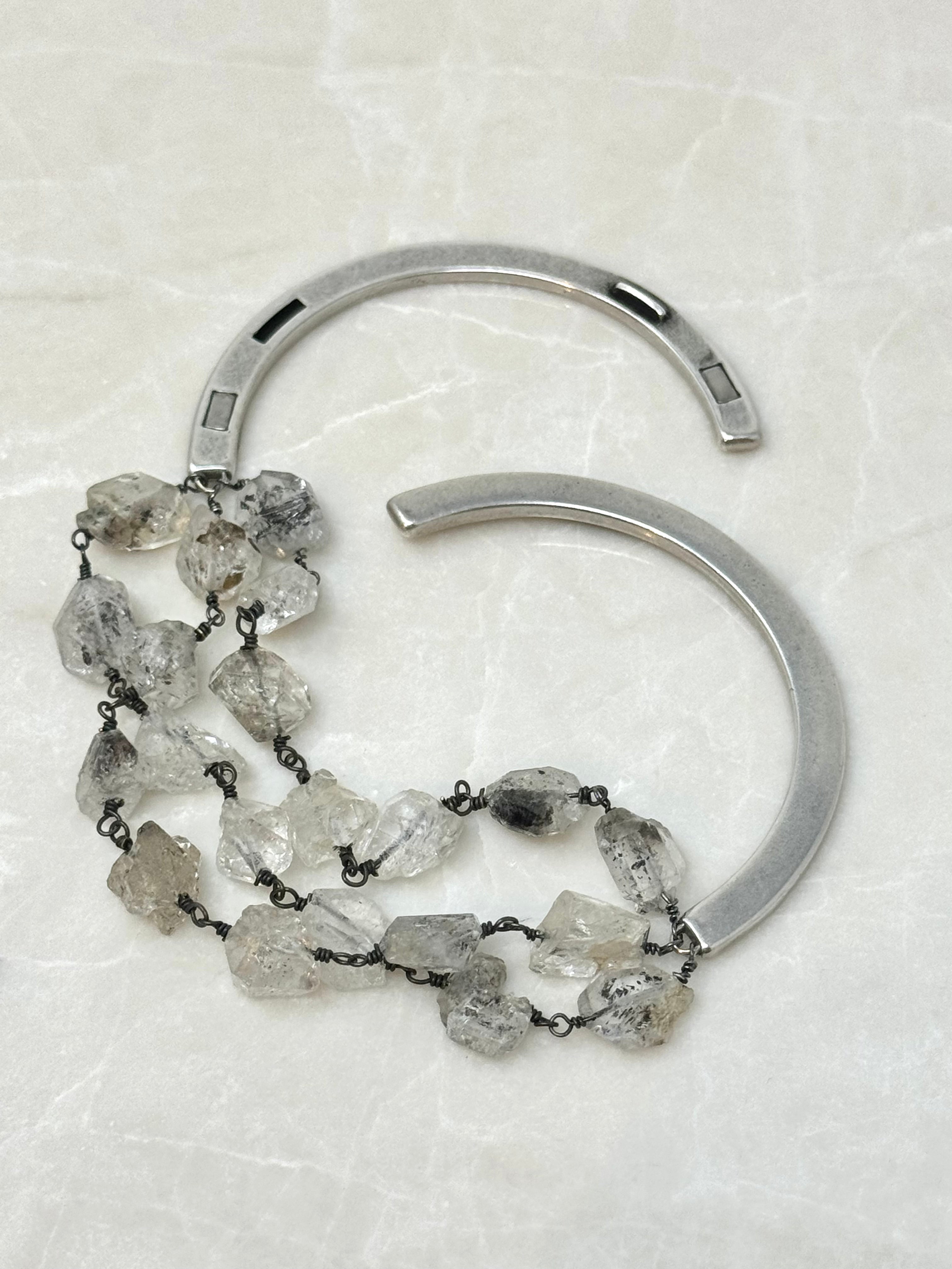 Herkimer Diamond Crescent Moon Cuff - Big Bag NY