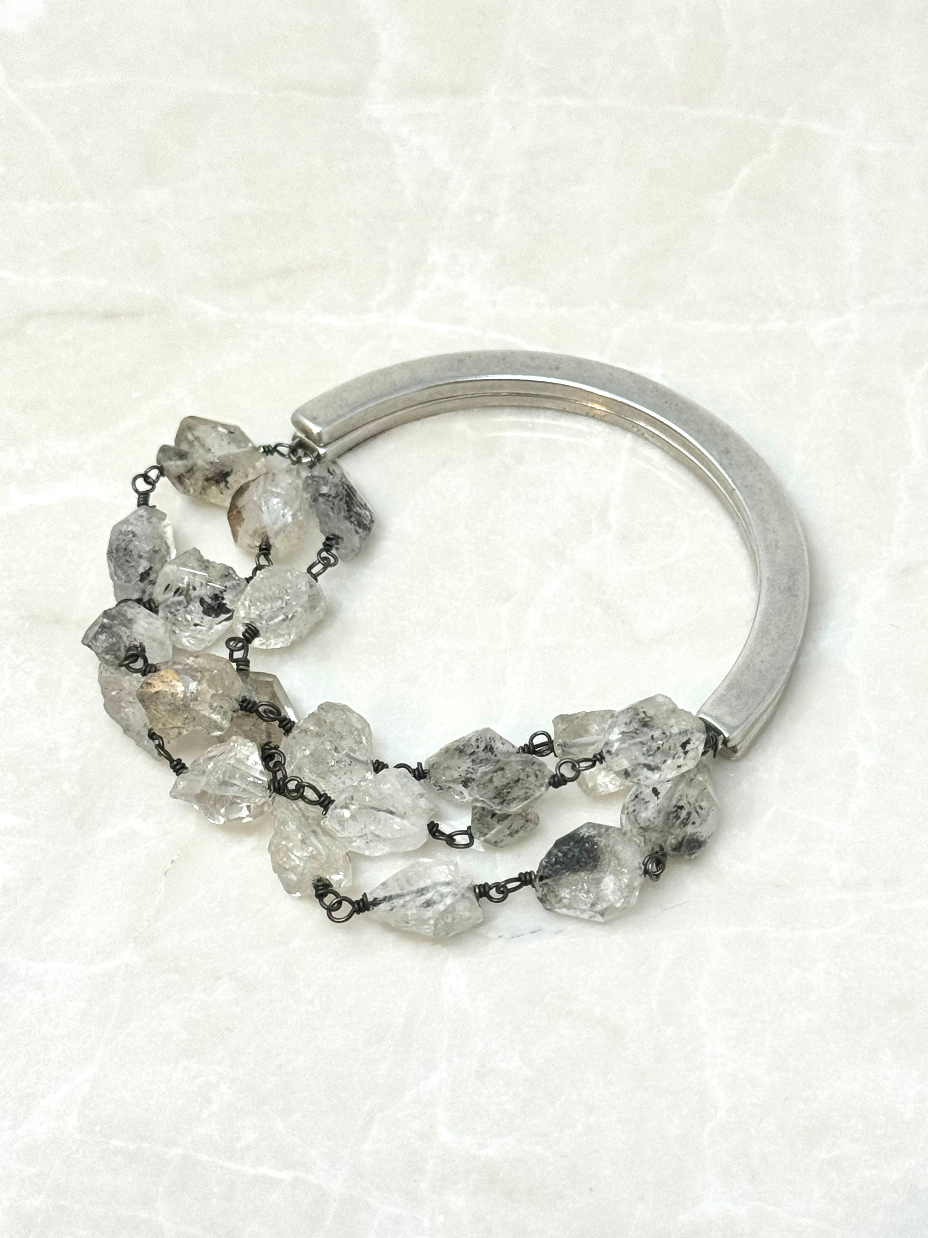 Herkimer Diamond Crescent Moon Cuff - Big Bag NY