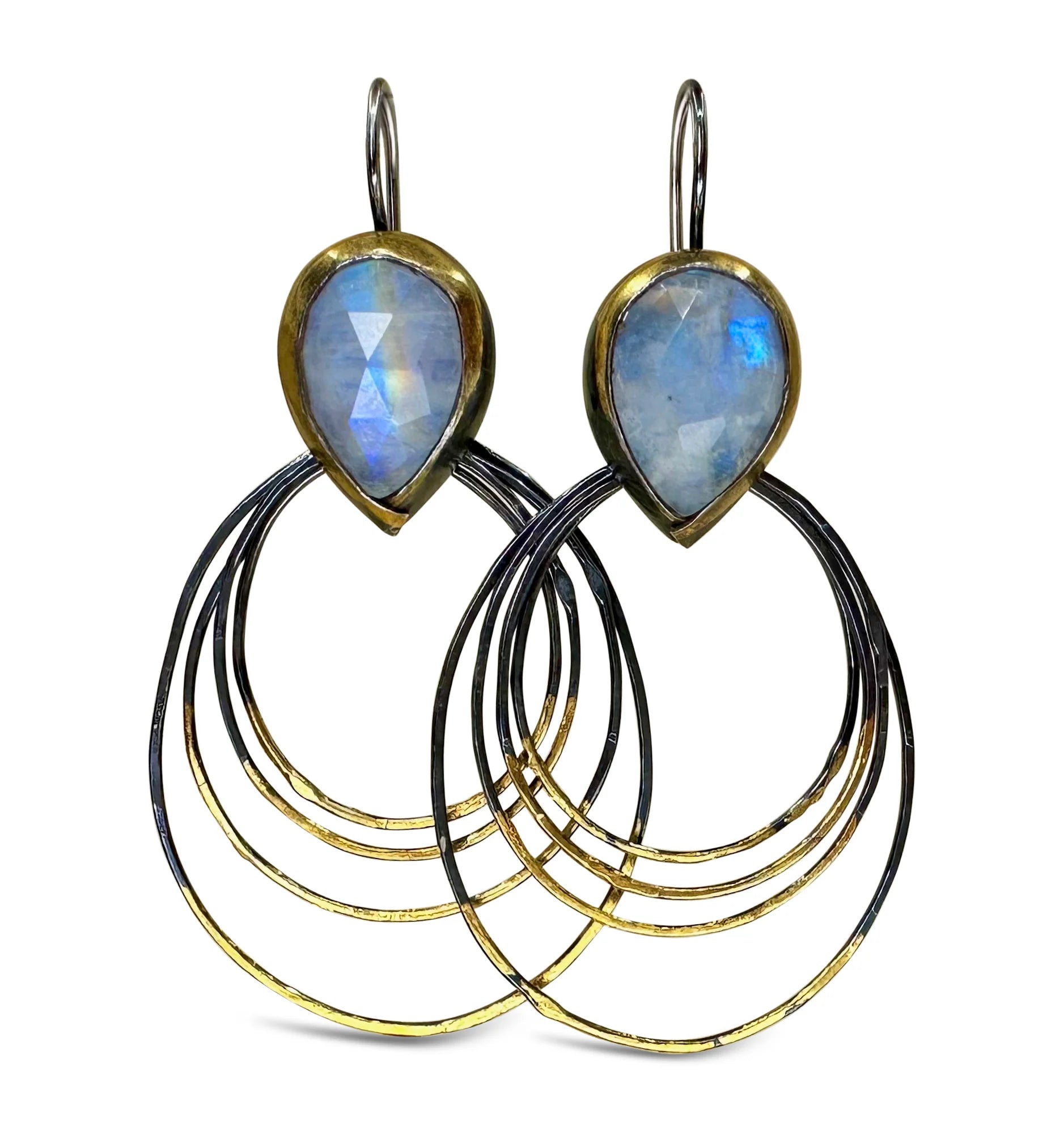 Austin Titus Ripple Rim Hoop Earrings in Moonstone - Big Bag NY