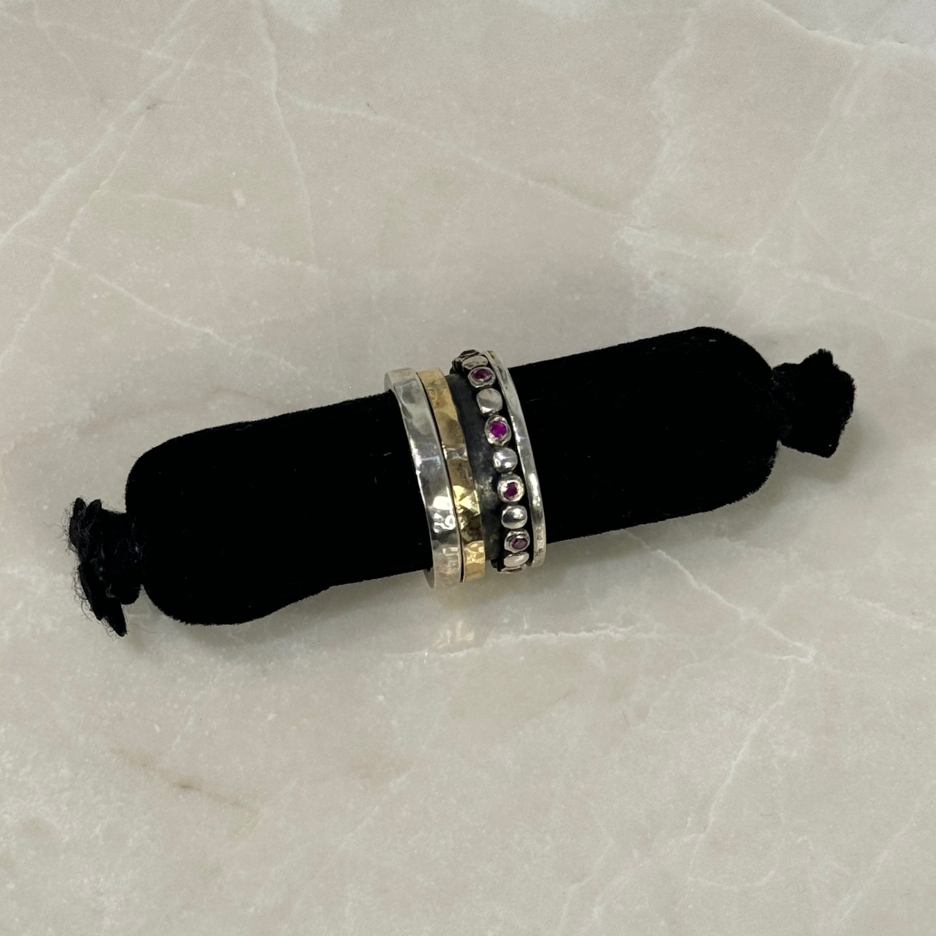 Ithil Mixed Metal Spinner Ring with Tourmaline - Big bag NY