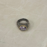 Ithil Carved Floral Ring (Purple Stone) - Big Bag NY