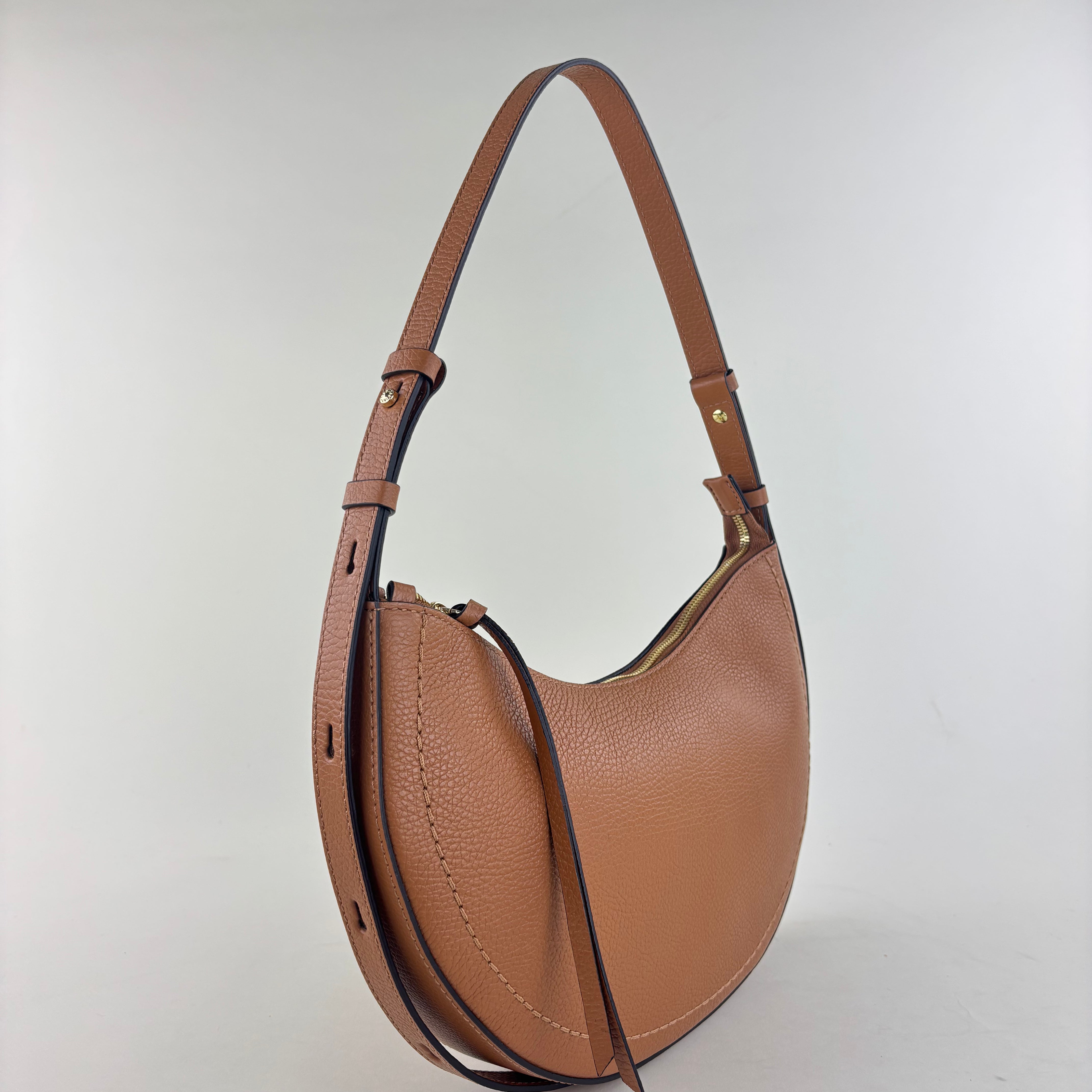 LORISTELLA Zoe Saddle Shaped Leather Handbag Cuoio Tan - Big Bag NY