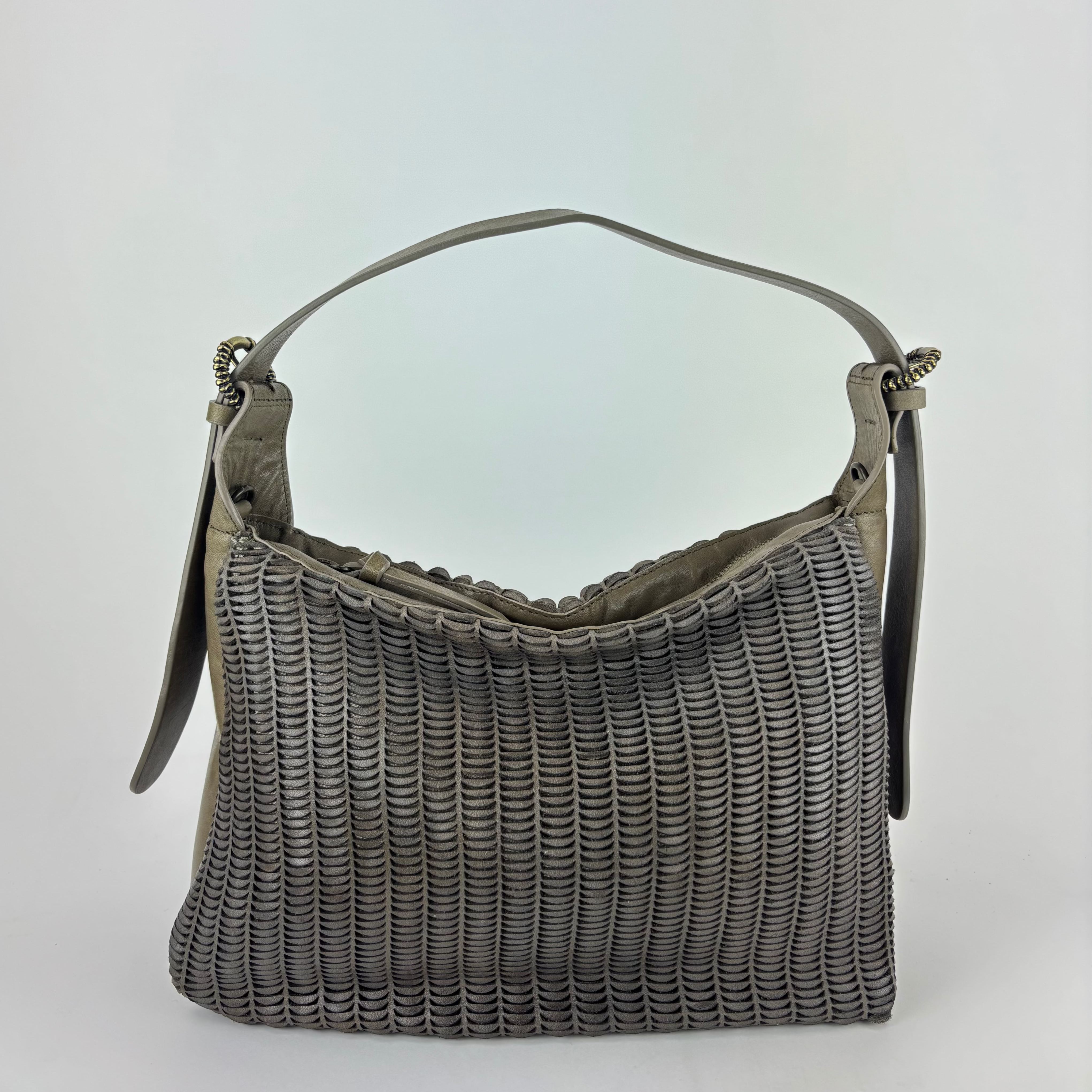 Reptile's House Lune Medium Shoulder Bag with Brass Buckle Stone - Big Bag NY