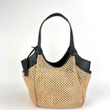 Marco Masi Raffia Mesh Zip Tote with Leather Side Pockets Black - Big Bag NY