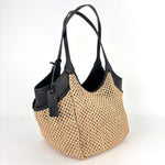 Marco Masi Raffia Mesh Zip Tote with Leather Side Pockets Black - Big Bag NY