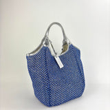 Marco Masi Metallic Silver and Blue Mermaid Raffia Mesh Shoulder Bag - Big Bag NY