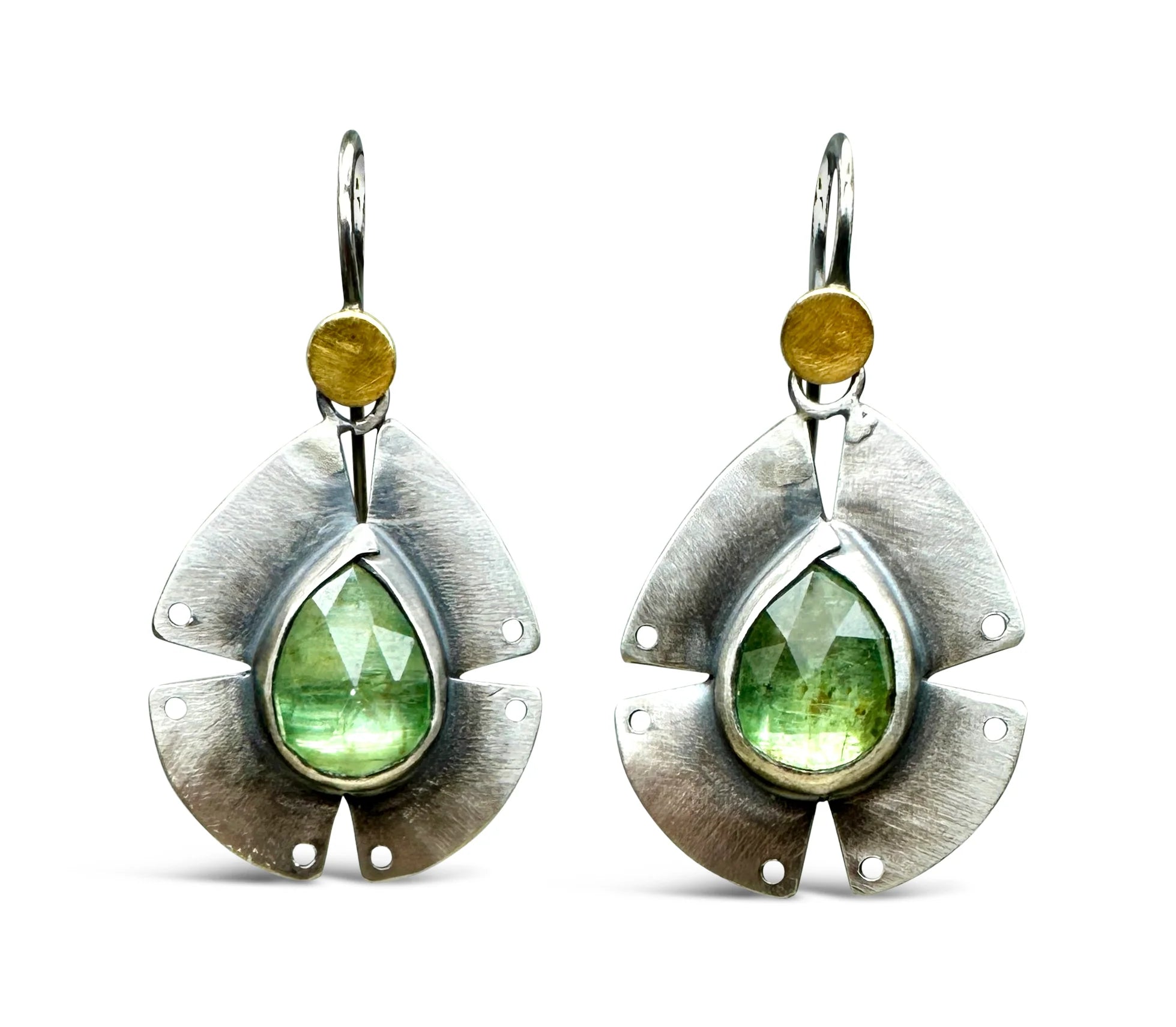 Austin Titus Teardrop Notch Earrings Green Cyanite - Big Bag NY