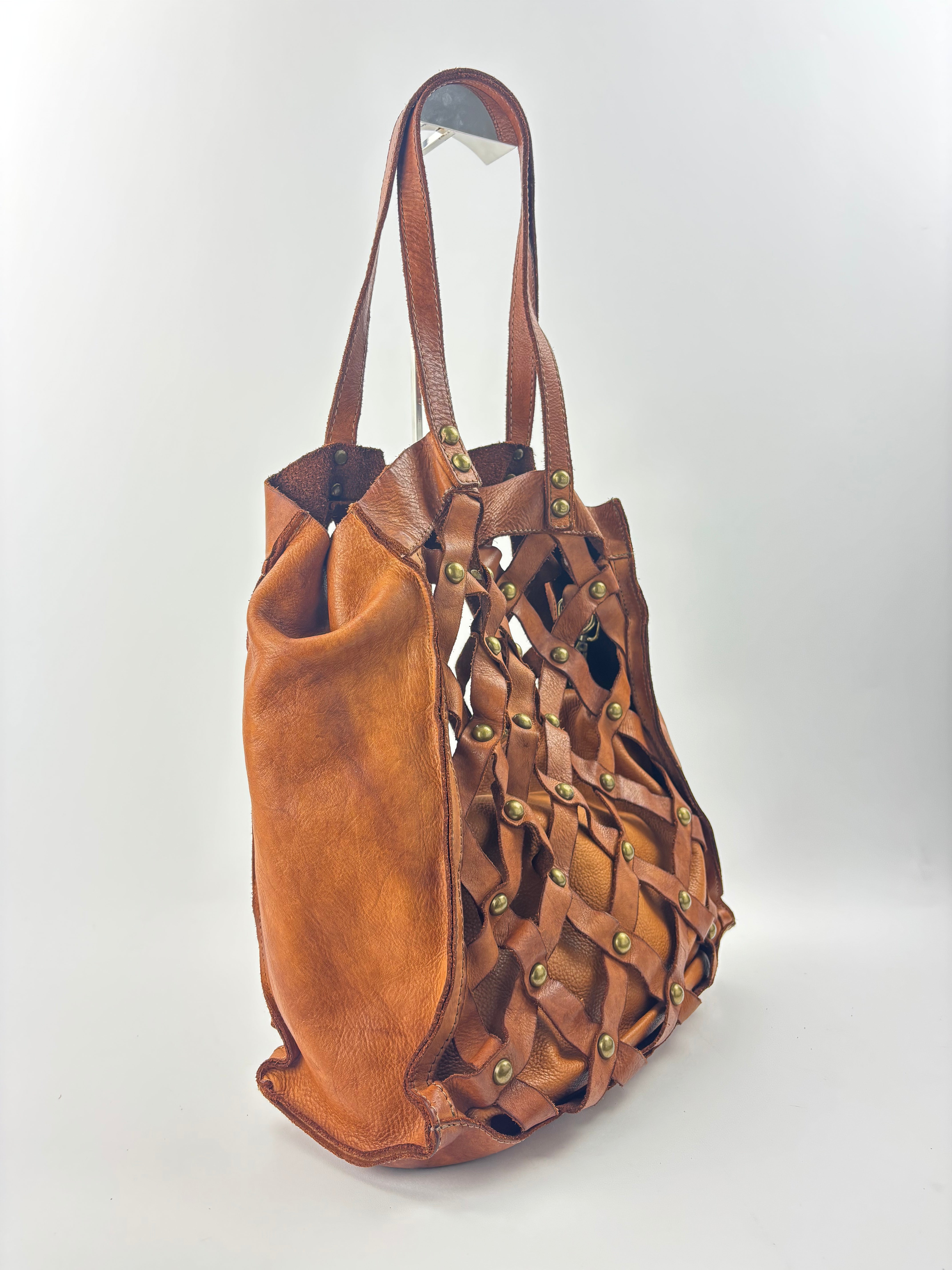 Studded Crossbody Shoulder Bag Orange - Big Bag NY