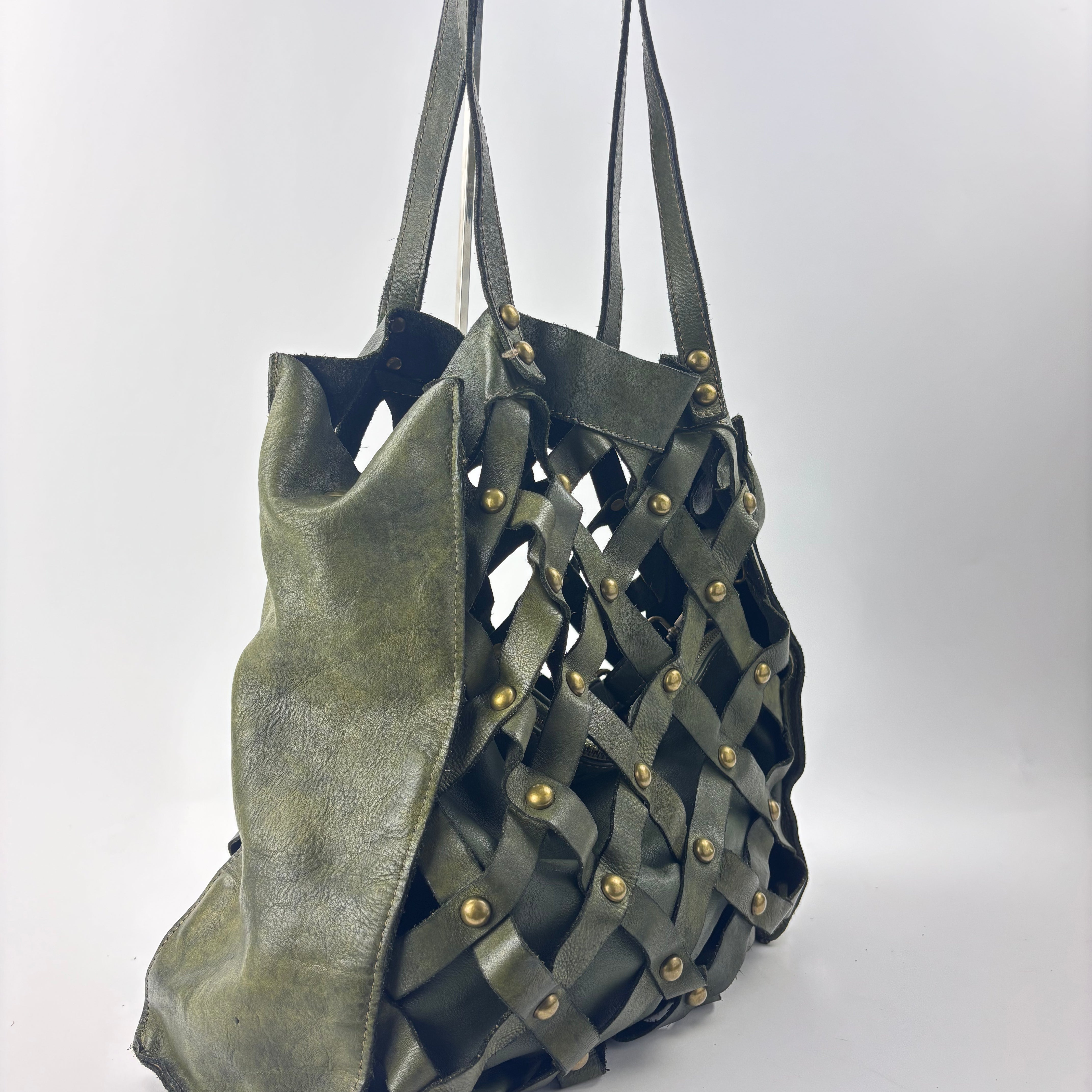 Studded Crossbody Shoulder Bag Green - Big Bag NY